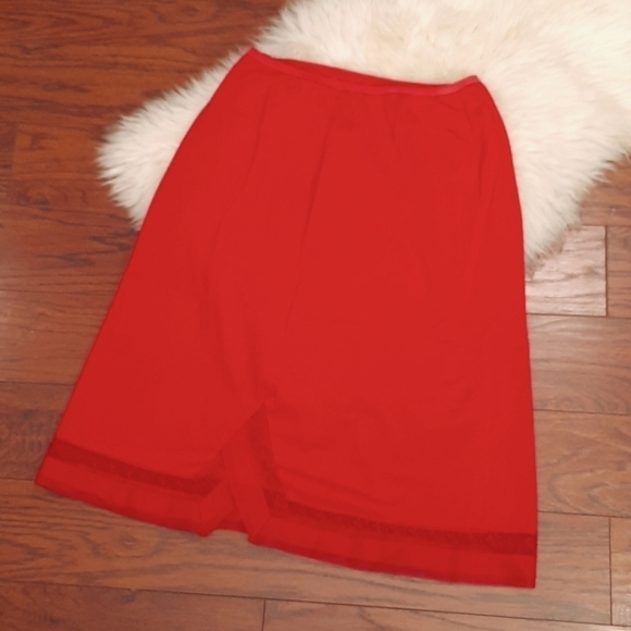 Lorraine Other - Vintage 1960's Lorraine Perfect Fit Nylon Red Midi Lace Detail Slip